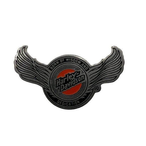 VTG Spoke Wheel Harley Davidson Motorcycles Born Of Wisdom Dedication Pin Badge - Picture 1 of 3
